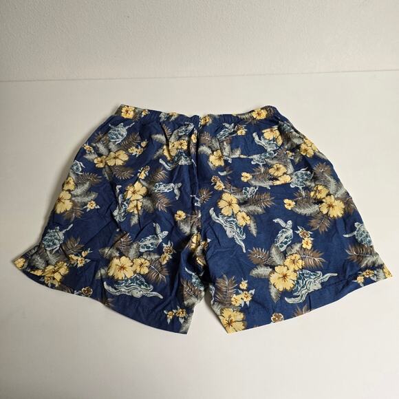 Allen Solly Blue Floral Print with Turtles Board Shorts size XL - Picture 2 of 10